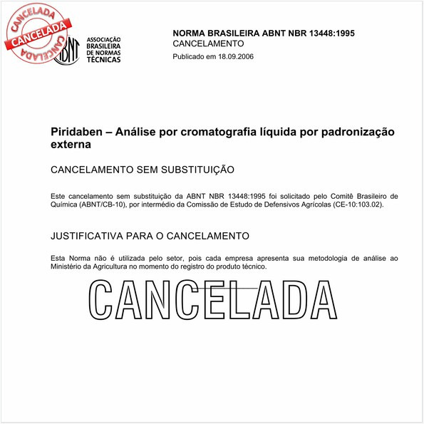 Piridaben - Análise por cromatografia líquida por padronização externa