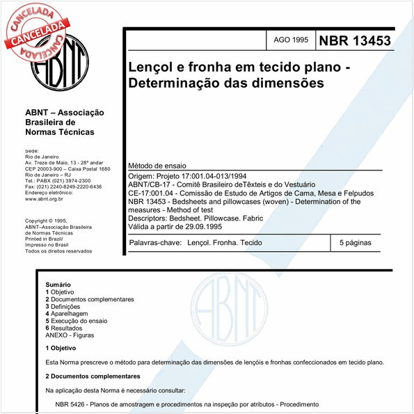 Lençol e fronha em tecido plano - Determinação das dimensões