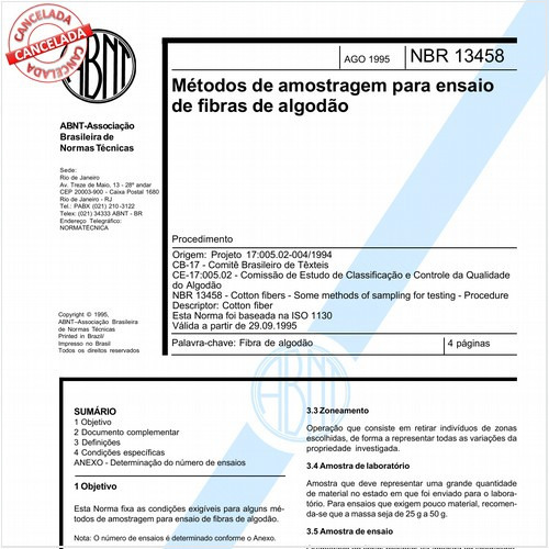 Métodos de amostragem para ensaio de fibras de algodão