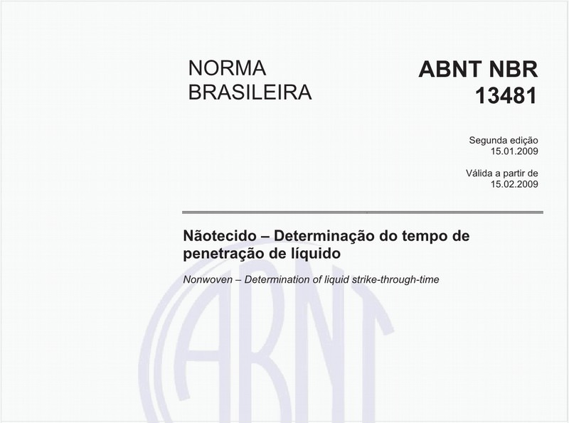 Nãotecido - Determinação do tempo de penetração de líquido
