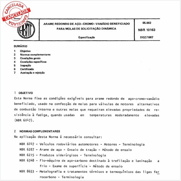 Arame redondo de aço-cromo-vanádio beneficiado para molas de solicitação dinâmica