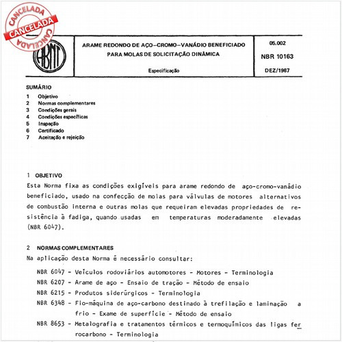 Arame redondo de aço-cromo-vanádio beneficiado para molas de solicitação dinâmica