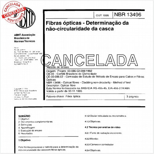 Fibras ópticas - Determinação da não-circularidade da casca