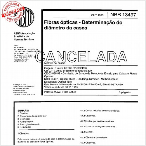 Fibras ópticas - Determinação do diâmetro da casca