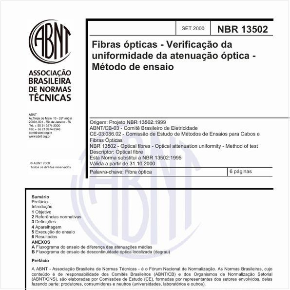 Fibras ópticas - Verificação da uniformidade da atenuação óptica - Método de ensaio