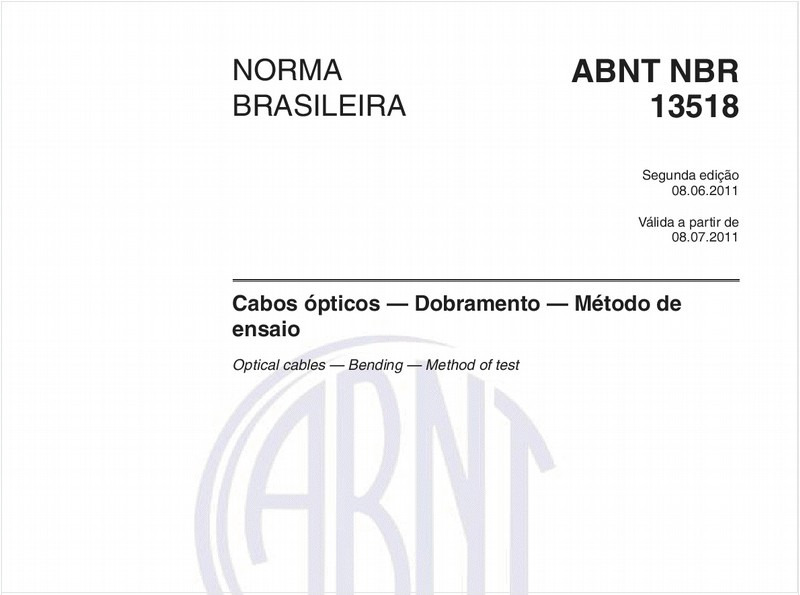 Cabos ópticos — Dobramento — Método de ensaio