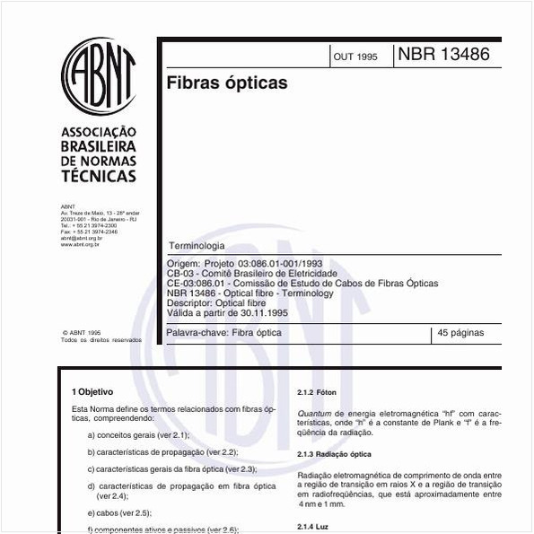 Fibras ópticas - Terminologia