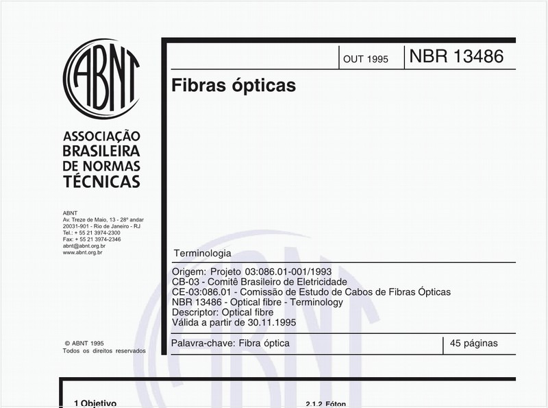 Fibras ópticas - Terminologia