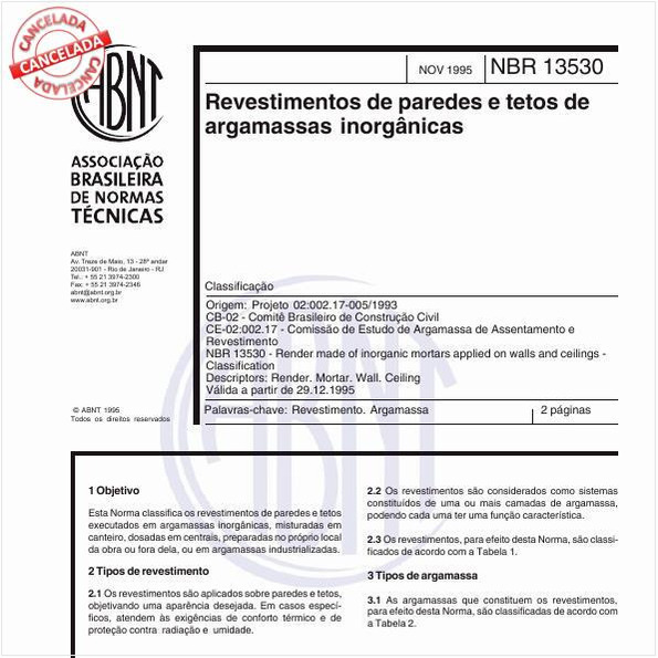 Revestimento de paredes e tetos de argamassas inorgânicas