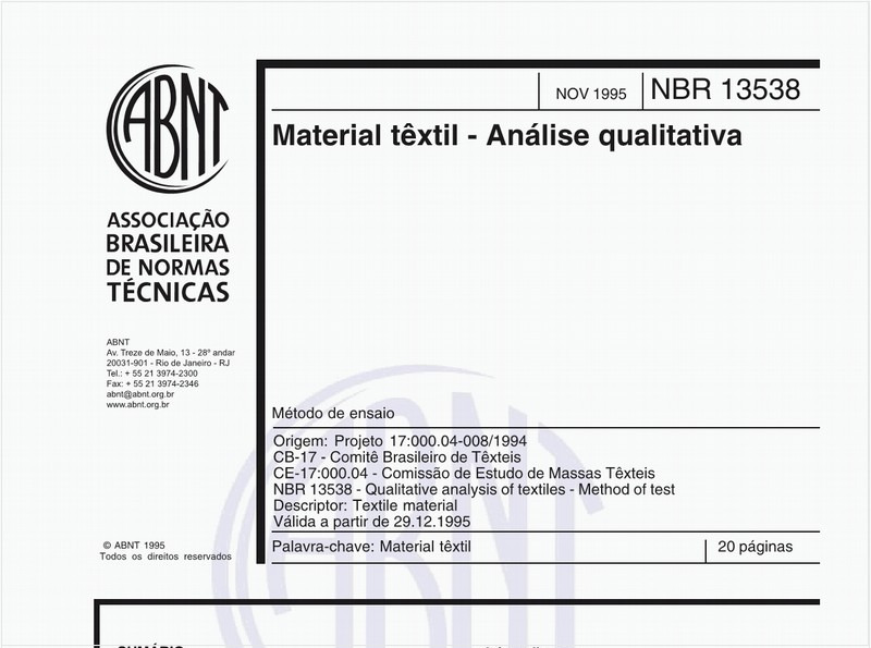 Material têxtil - Análise qualitativa