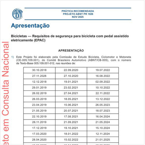 Bicicletas - Requisitos de segurança para bicicleta com pedal assistido eletricamente (EPAC)