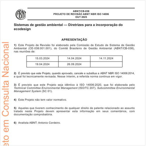 Sistemas de gestão ambiental — Diretrizes para a incorporação do ecodesign