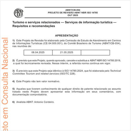 Turismo e serviços relacionados — Serviços de informação turística — Requisitos e recomendações