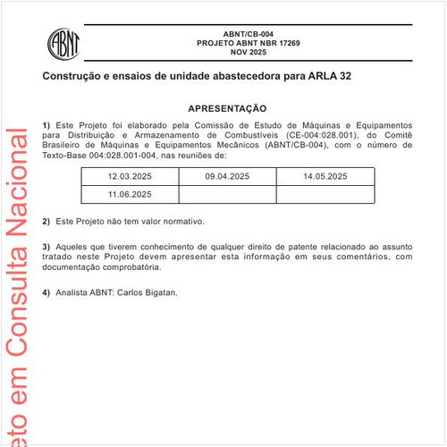 Construção e ensaios de unidade abastecedora para ARLA 32