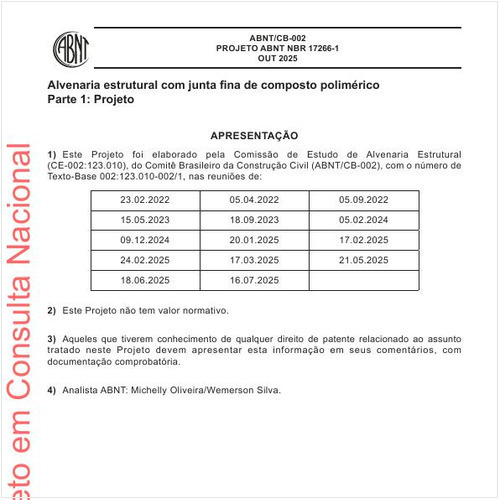 Alvenaria estrutural com junta fina de composto polimérico Parte 1: Projeto