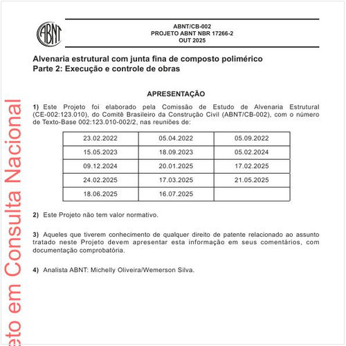 Alvenaria estrutural com junta fina de composto polimérico Parte 2: Execução e controle de obras