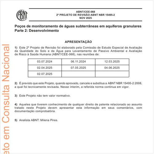 Poços de monitoramento de águas subterrâneas em aquíferos granulares - Parte 2: Desenvolvimento