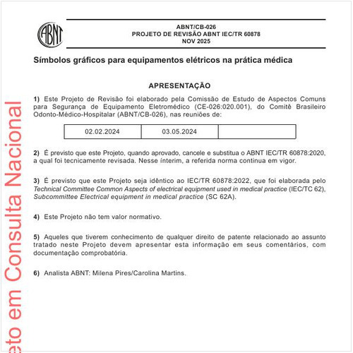 Símbolos gráficos para equipamentos elétricos na prática médica