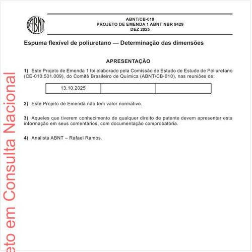 Espuma flexível de poliuretano - Determinação das dimensões