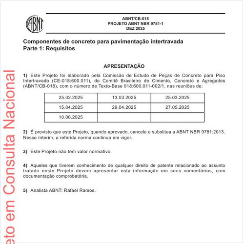 Componentes de concreto para pavimentação intertravada - Parte 1: Requisitos