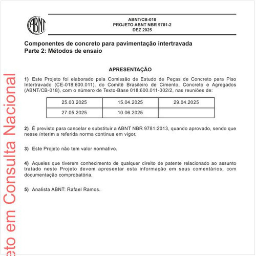 Componentes de concreto para pavimentação intertravada - Parte 2: Métodos de ensaio