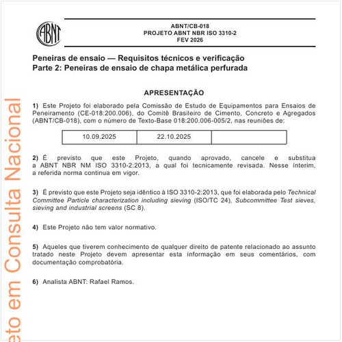 Peneiras de ensaio — Requisitos técnicos e verificação - Parte 2: Peneiras de ensaio de chapa metálica perfurada