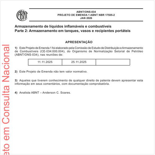 Armazenamento de líquidos inflamáveis e combustíveis - Parte 2: Armazenamento em tanques, vasos e recipientes portáteis