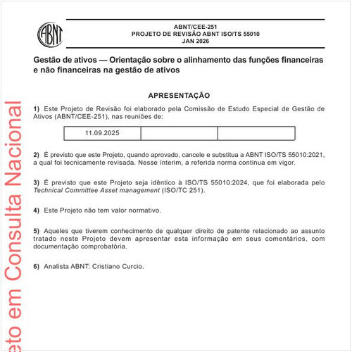 Gestão de ativos — Orientação sobre o alinhamento das funções financeiras e não financeiras na gestão de ativos