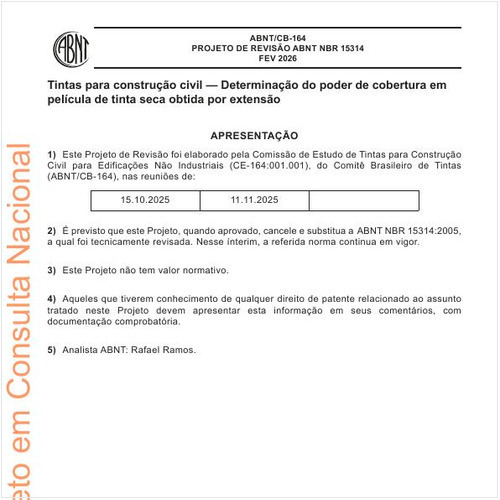 Tintas para construção civil — Determinação do poder de cobertura em película de tinta seca obtida por extensão