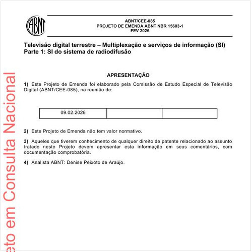 Televisão digital terrestre - Multiplexação e serviços de informação (SI) Parte 1: SI do sistema de radiodifusão