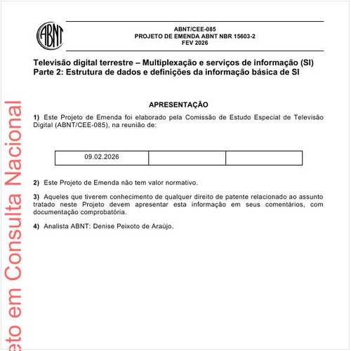 Televisão digital terrestre – Multiplexação e serviços de informação (SI) Parte 2: Estrutura de dados e definições da informação básica de SI