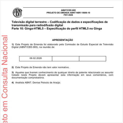 Televisão digital terrestre – Codificação de dados e especificações de transmissão para radiodifusão digital Parte 10: Ginga-HTML5 – Especificação do perfil HTML5 no Ginga