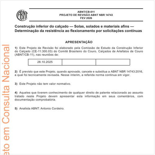 Construção inferior do calçado — Solas, solados e materiais afins — Determinação da resistência ao flexionamento por solicitações contínuas