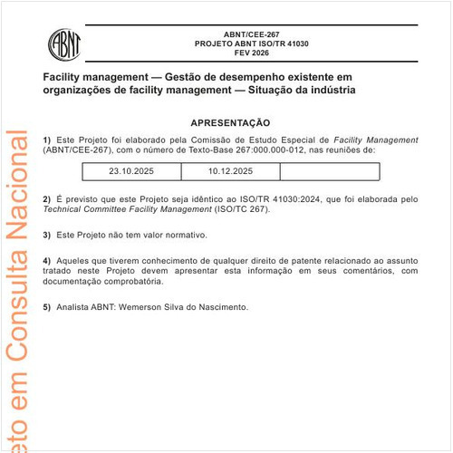 Facility management - Gestão de desempenho existente em organizações de facility management - Situação da indústria