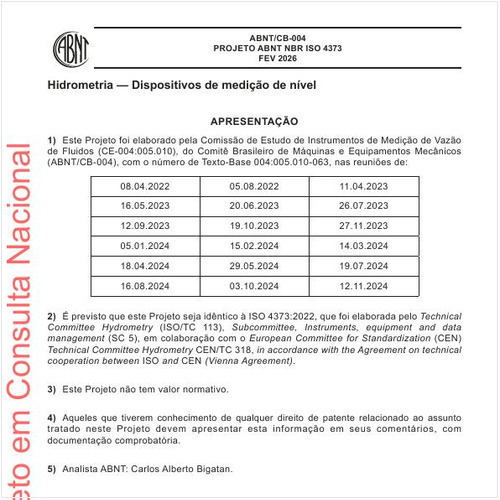Hidrometria - Dispositivos de medição de nível