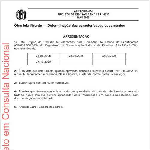 Óleo lubrificante — Determinação das características espumantes