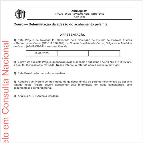 Couro — Determinação da adesão do acabamento pela fita