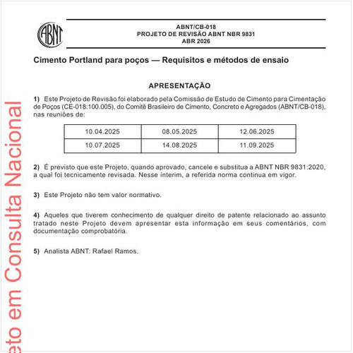 Cimento Portland para poços - Requisitos e métodos de ensa