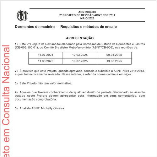 Dormentes de madeira - Requisitos e métodos de ensaio
