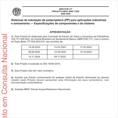 Sistemas de tubulação de polipropileno (PP) para aplicações industriais e saneamento - Especificações de componentes e do sistema