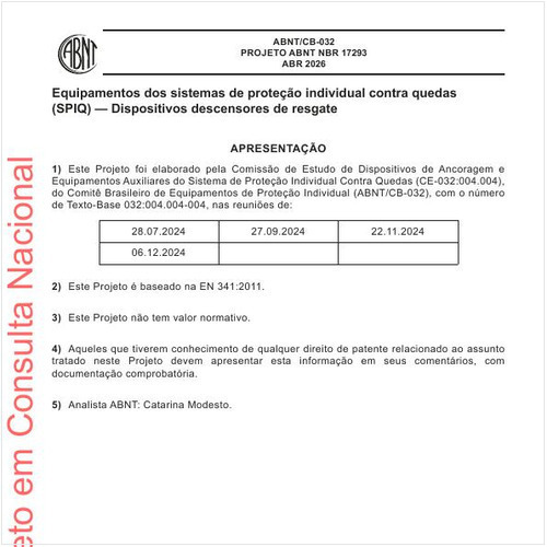 Equipamentos dos sistemas de proteção individual contra quedas (SPIQ) — Dispositivos descensores de resgate