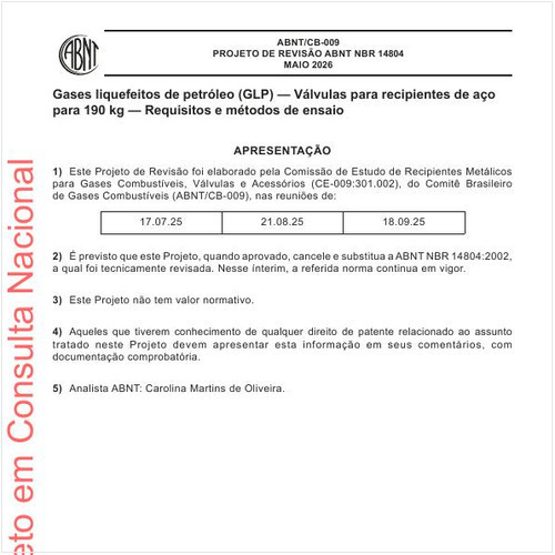 Gases liquefeitos de petróleo (GLP) — Válvulas para recipientes de aço para 190 kg — Requisitos e métodos de ensaio
