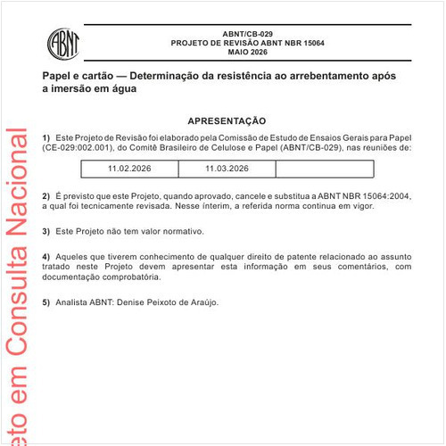 Papel e cartão — Determinação da resistência ao arrebentamento após a imersão em água