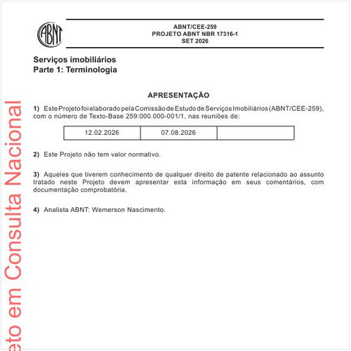 Serviços imobiliários Parte 1: Terminologia