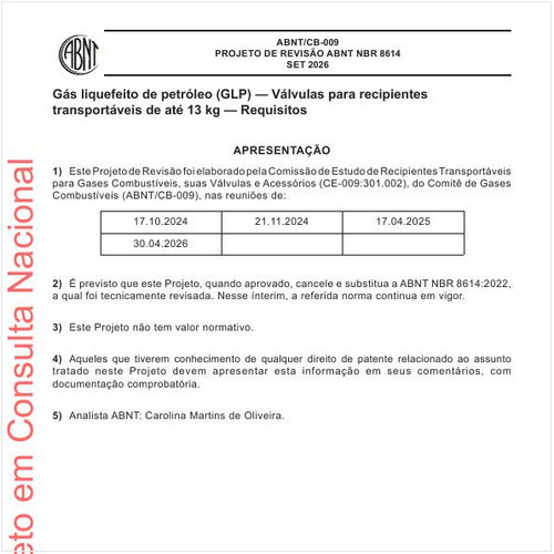 Gás liquefeito de petróleo (GLP) — Válvulas para recipientes transportáveis de até 13 kg — Requisitos