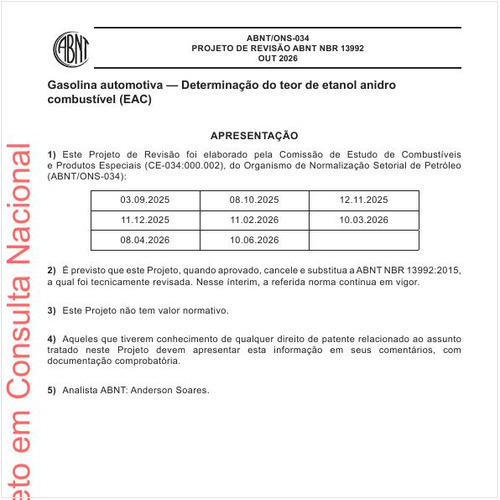 Gasolina automotiva — Determinação do teor de etanol anidro combustível (EAC)