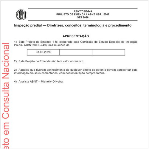 Inspeção predial - Diretrizes, conceitos, terminologia e procedimento