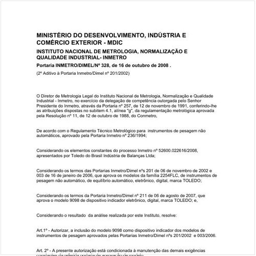Portaria DIMEL/INMETRO 328:2008 - Situação: Revisto