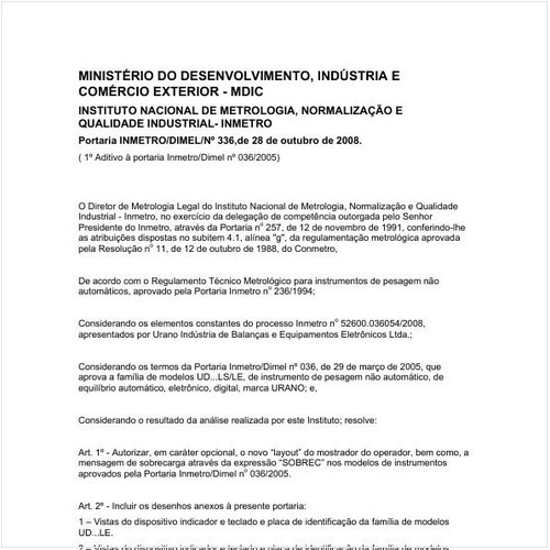 Portaria DIMEL/INMETRO 336:2008 - Situação: Em vigor
