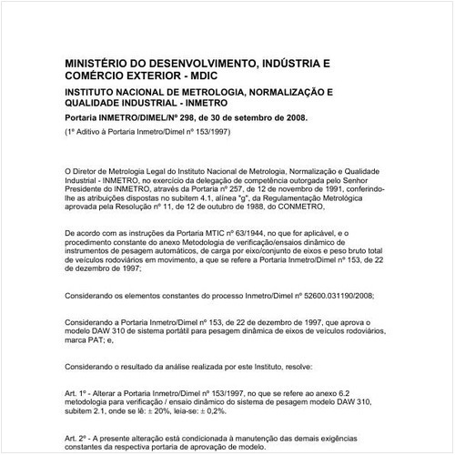 Portaria DIMEL/INMETRO 298:2008 - Situação: Em vigor